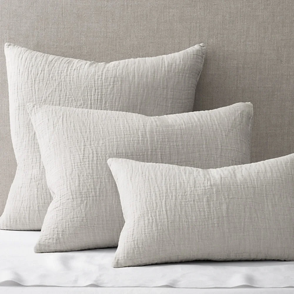 ✅NEW! ITALIAN CRINKLED LINEN-COTTON KING LOUNGER SHAM IN MIST